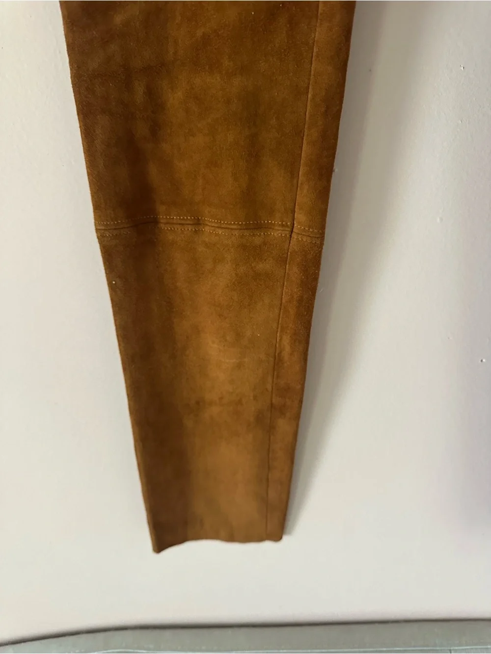 Alice + Olivia Chestnut Brown lamb skin Suede fitted pants leggings zipper front - Picture 5 of 6